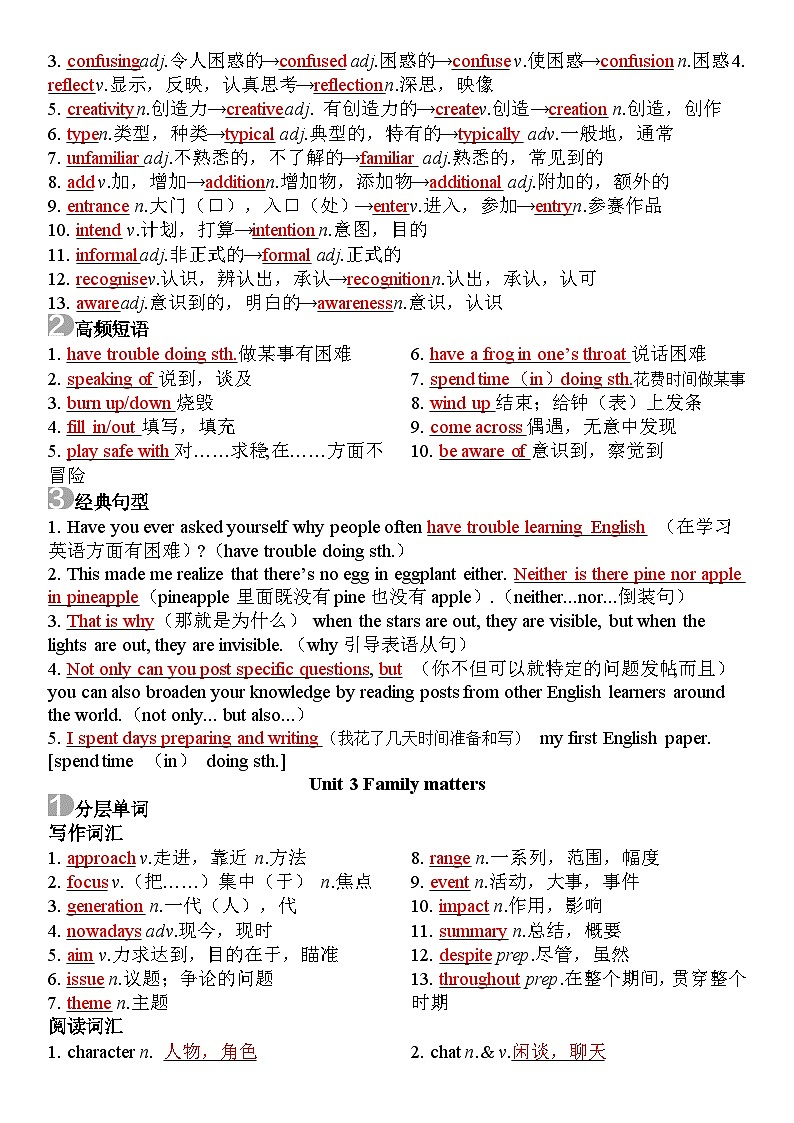 Unit1-Unit6 语言知识期末复习 知识清单 2022-2023学年外研版高中英语必修第一册第3页