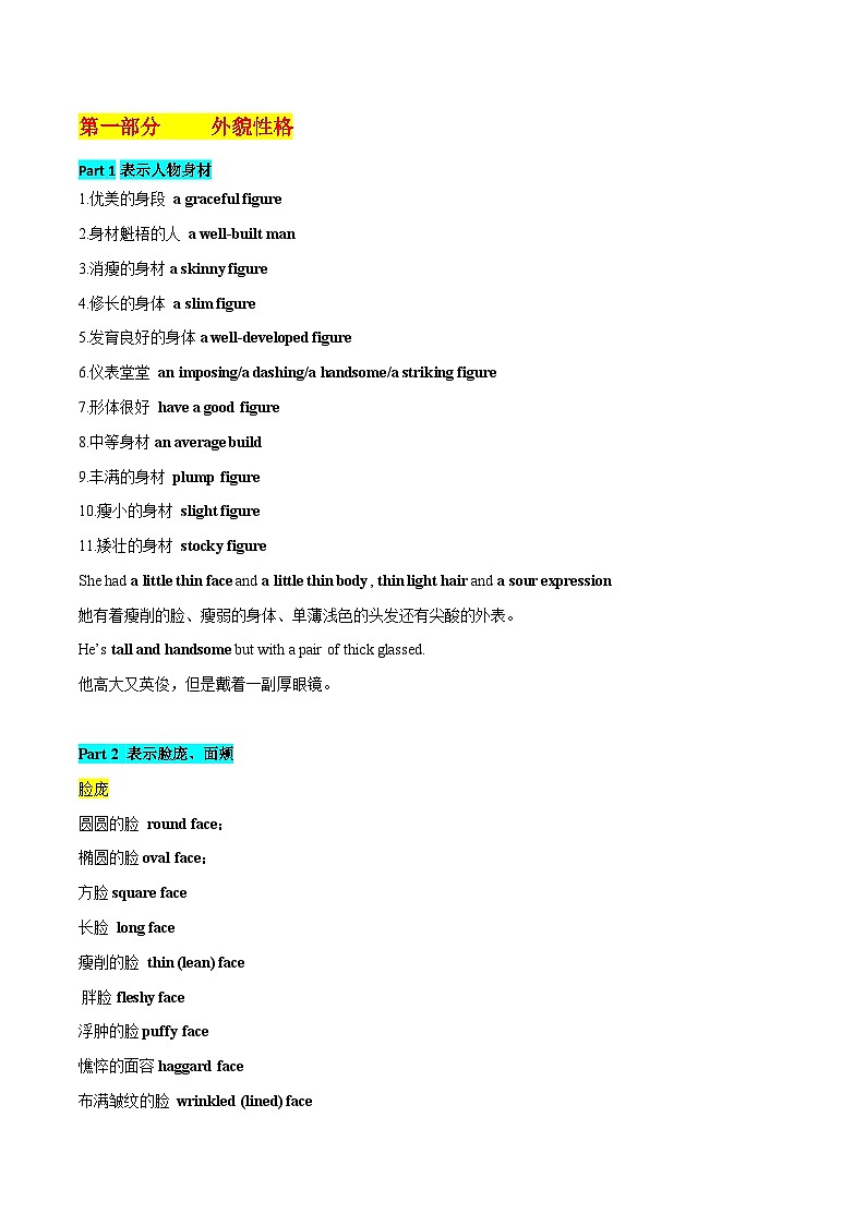 16 读后续写 人物 外貌特征描写 英语满分作文模版---读后续写万能句型写作速成技能突破加模板与练习02