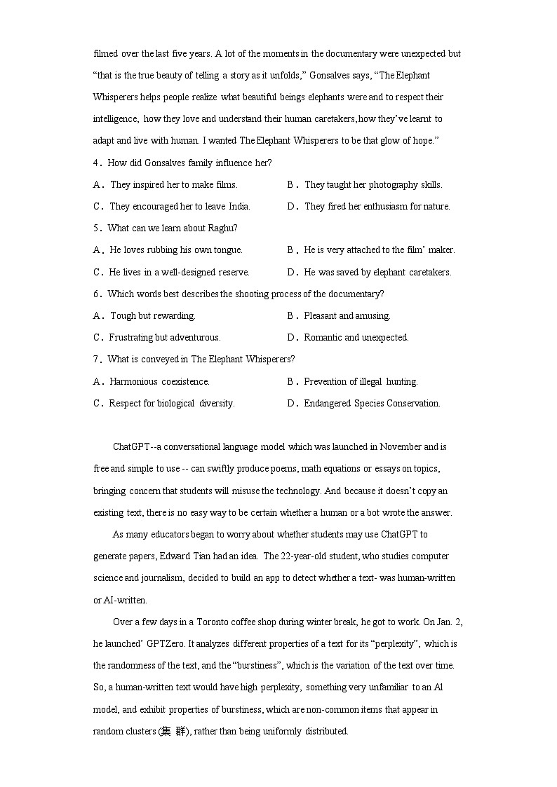 2023届广东省惠州市高三下学期二模英语试题（含答案）03