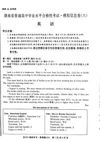 2020年湖南省普通高中学业水平合格性考试模拟信息卷六 英语 PDF版含答案