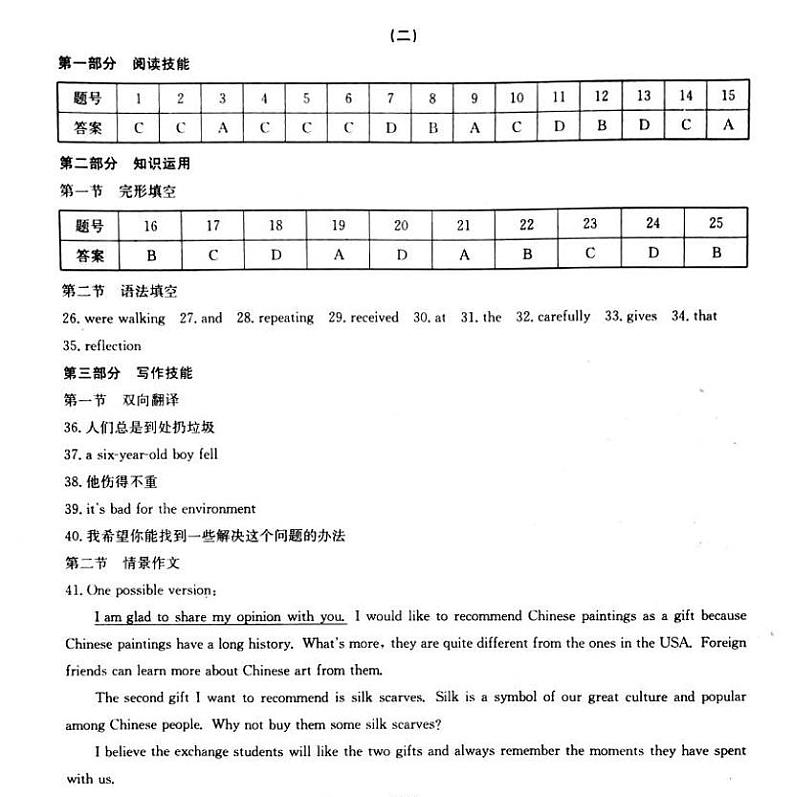 2020年湖南省普通高中学业水平合格性考试模拟信息卷二 英语 PDF版01