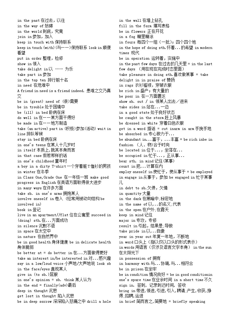高中英语高考重点短语（共4组）第2页