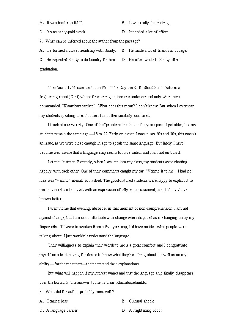 2023届河南省济源高中高三下学期四月联考二模英语试题（含解析）03