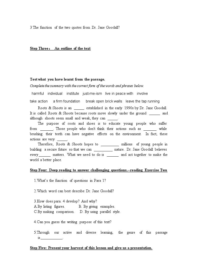 Unit 8 Green Living Lesson 1 Roots And Shoots Reading 学案-2022-2023学年高中英语北师大版（2019）必修第三册03