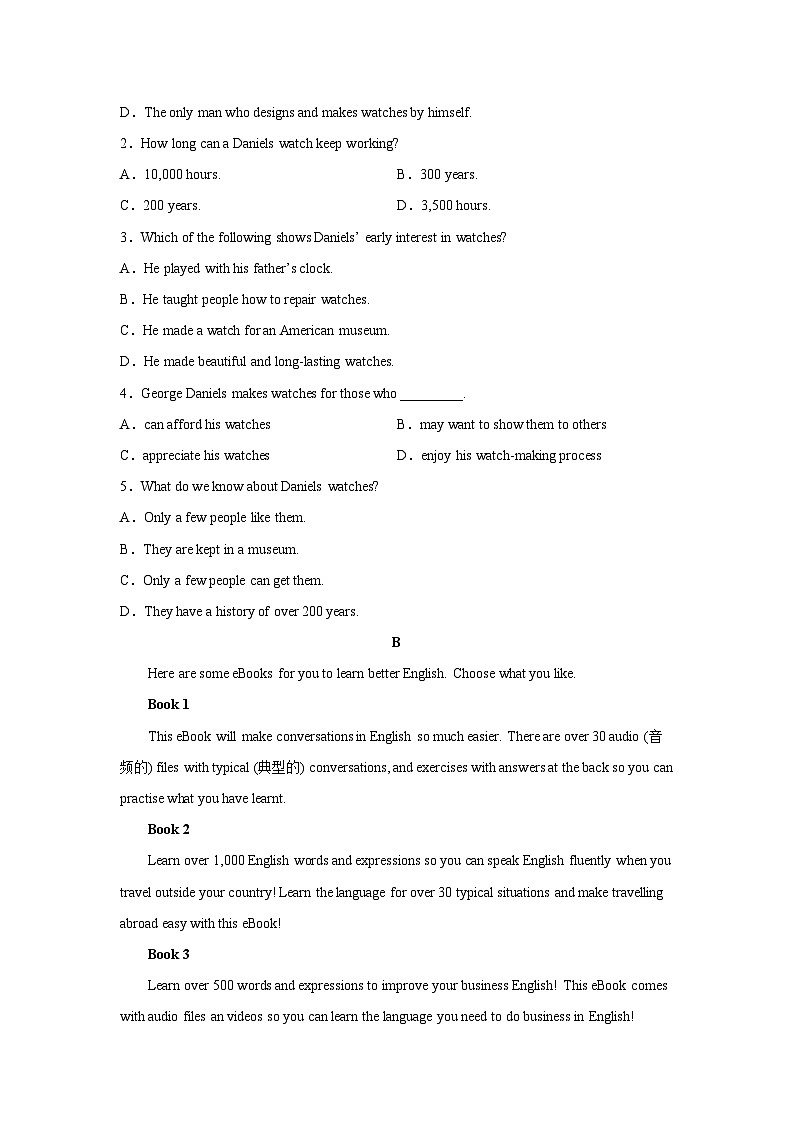 2023年安徽省六安一中普通高中学业水平合格性考试模拟（二）英语试卷含答案第2页