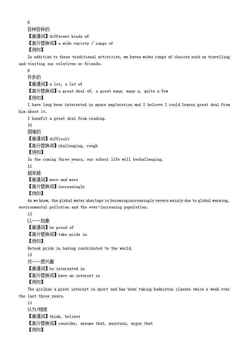 高中英语高考写作替换词句（共60组）第2页