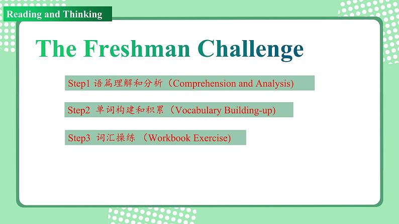 人教版高中英语 必修一 Unit 1 Period 2 Reading and thinking课件+学案02