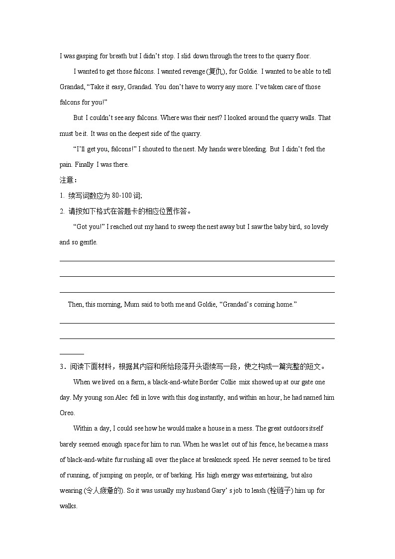 江苏高考英语读后续写专项训练第3页