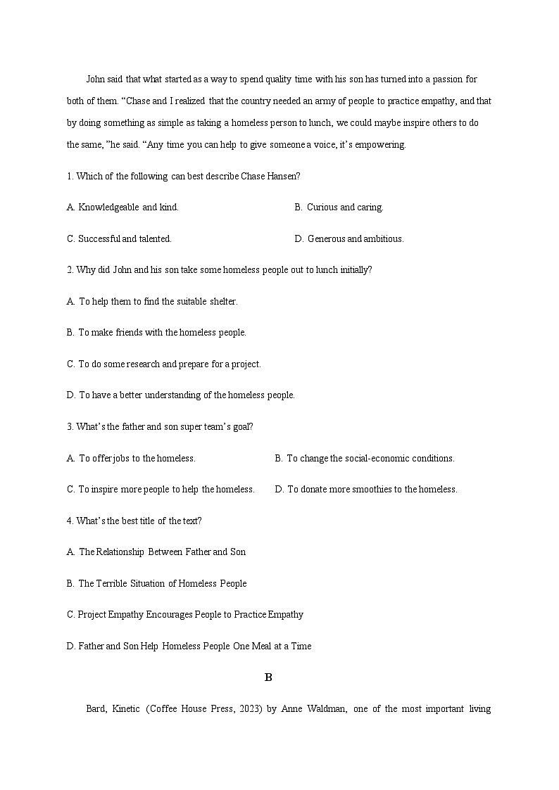 广东省茂名市第一中学奥林匹克学校2022-2023学年度高二第二学期期中考试英语试题第2页