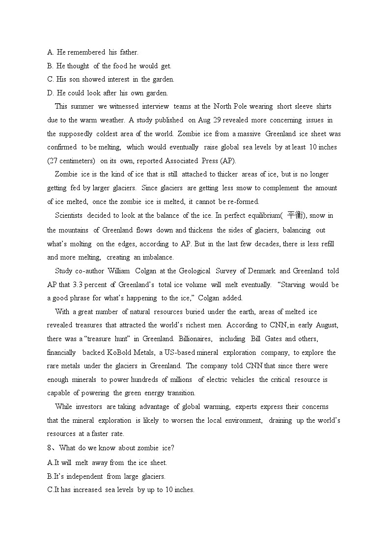 河南省郑州市六校2022-2023学年高一下学期4月期中期中考试英语试卷（含答案）03