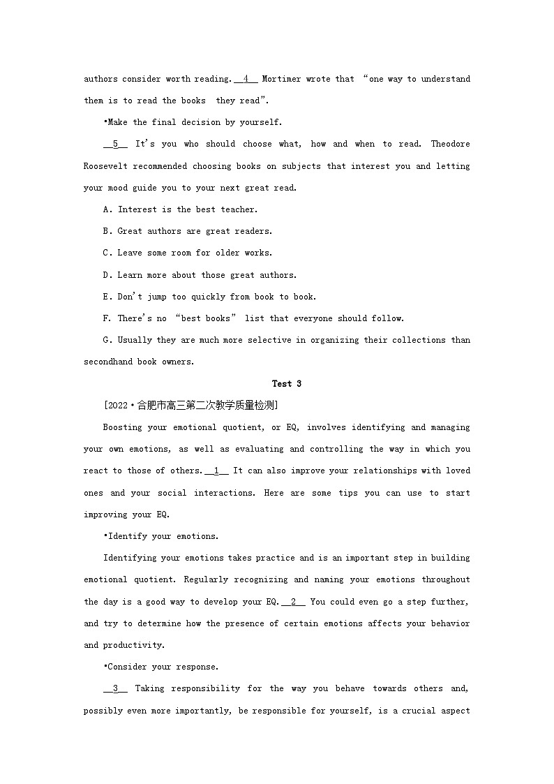 2023新教材高考英语二轮专题复习阅读七选五题型针对练一小标题类第3页