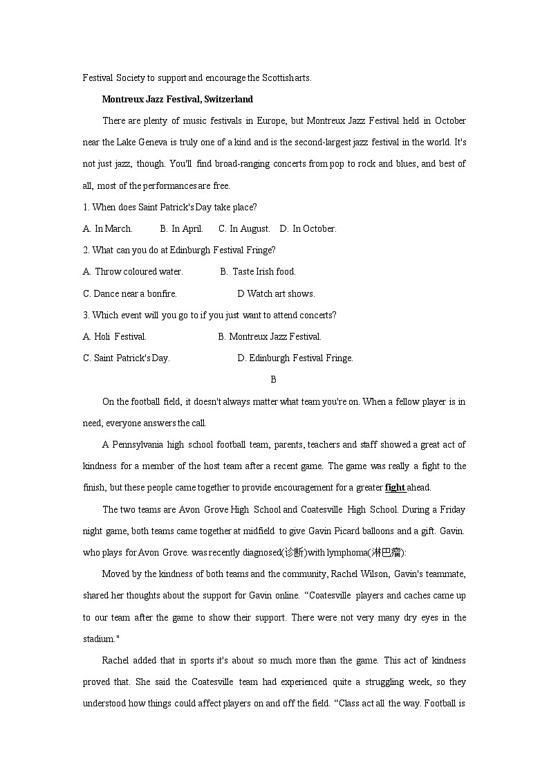 2022-2023学年河南省开封市五县高一下学期期中考试英语试题含解析02