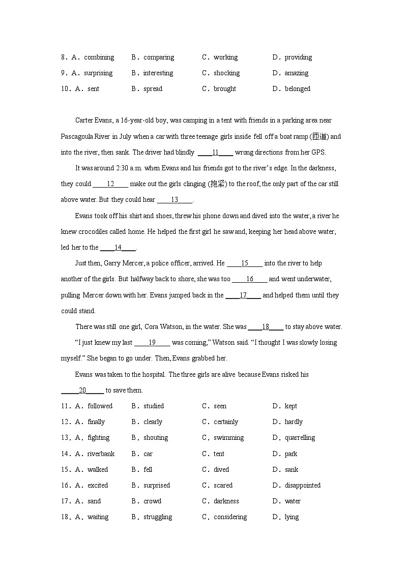 北京高考英语完形填空专项训练02