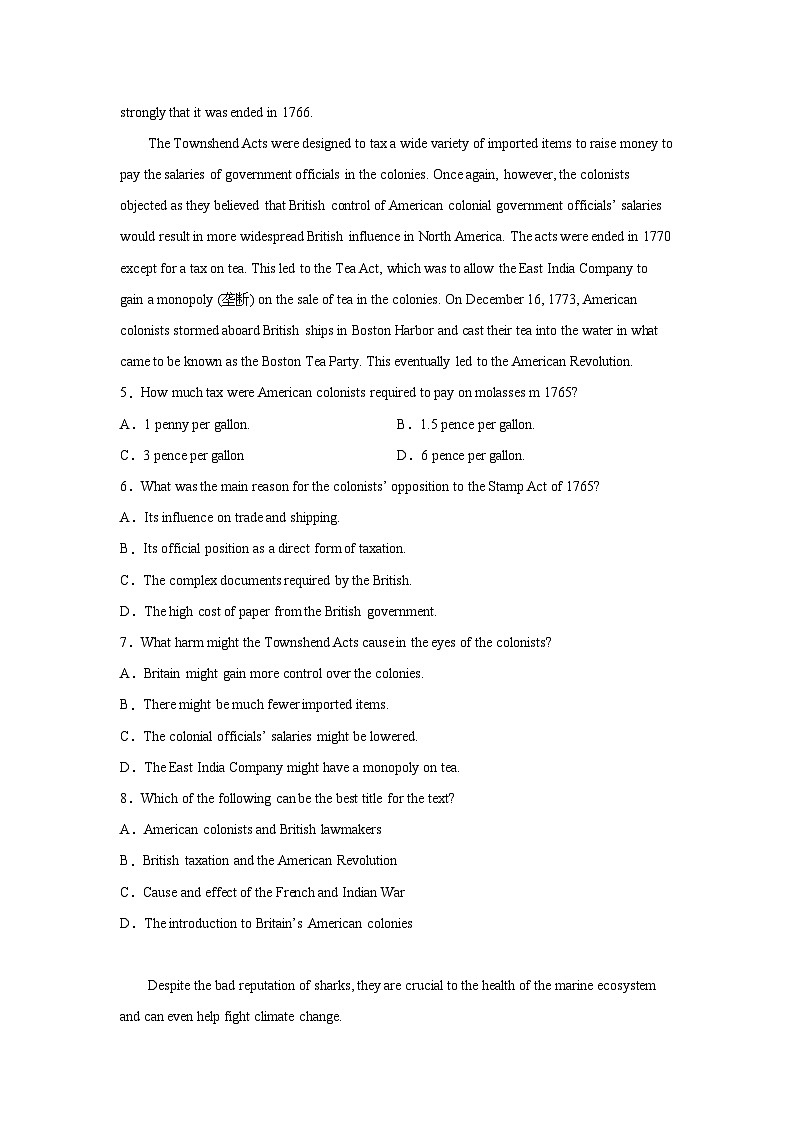 湖北高考英语阅读理解专项训练第3页