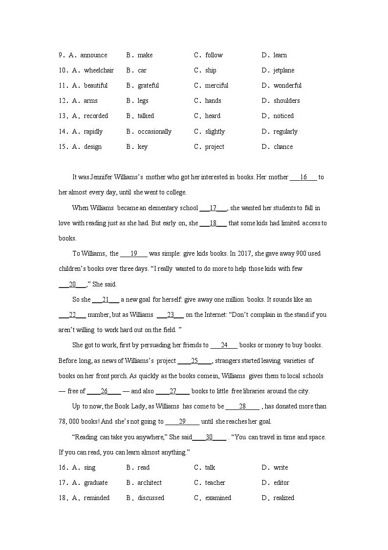 广东高考英语完形填空专项训练02