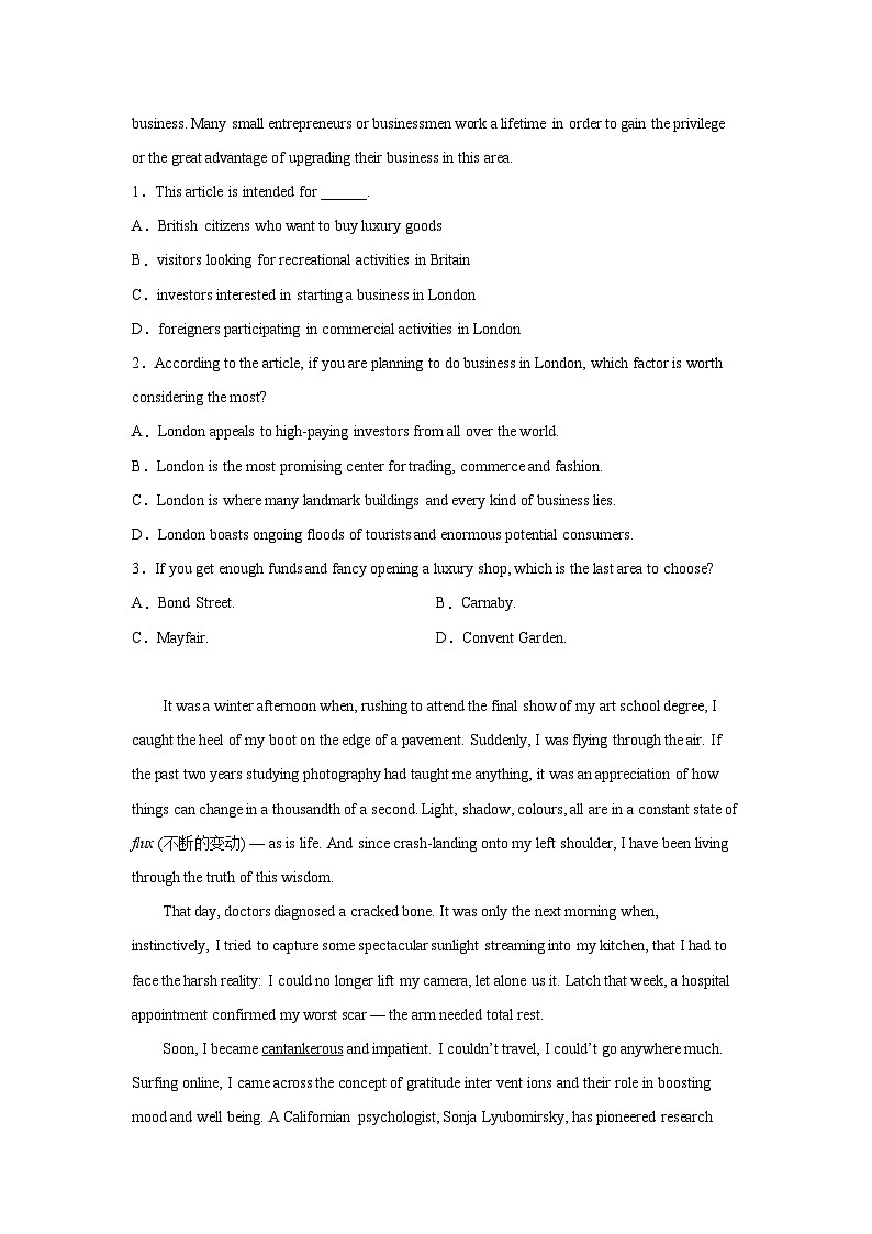 上海高考英语阅读理解专项训练02