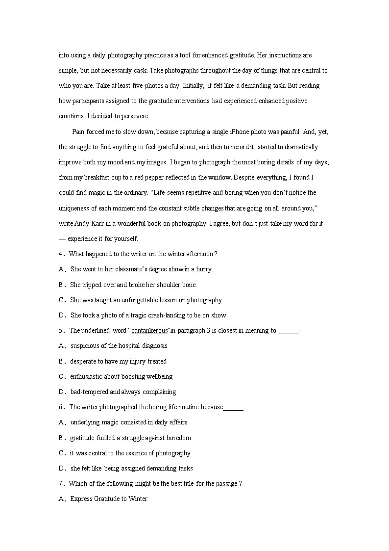 上海高考英语阅读理解专项训练03