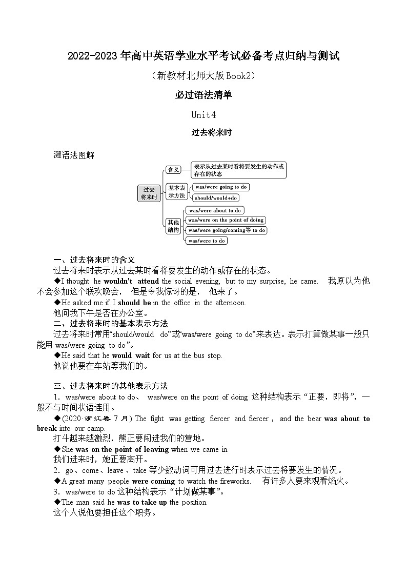 专题04 必修第二册 必过语法点清单 ——2023年高中英语学业水平考试专项精讲+测试（新教材北师大版）01