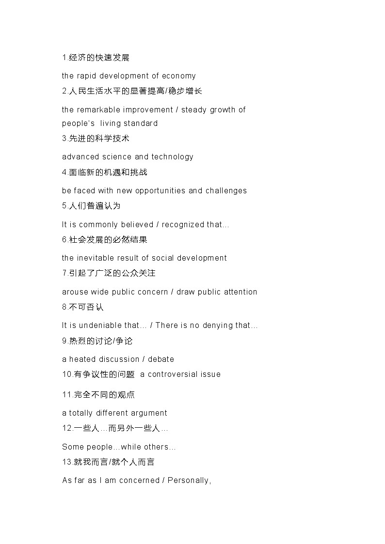 高中英语88个写作高级词组第1页