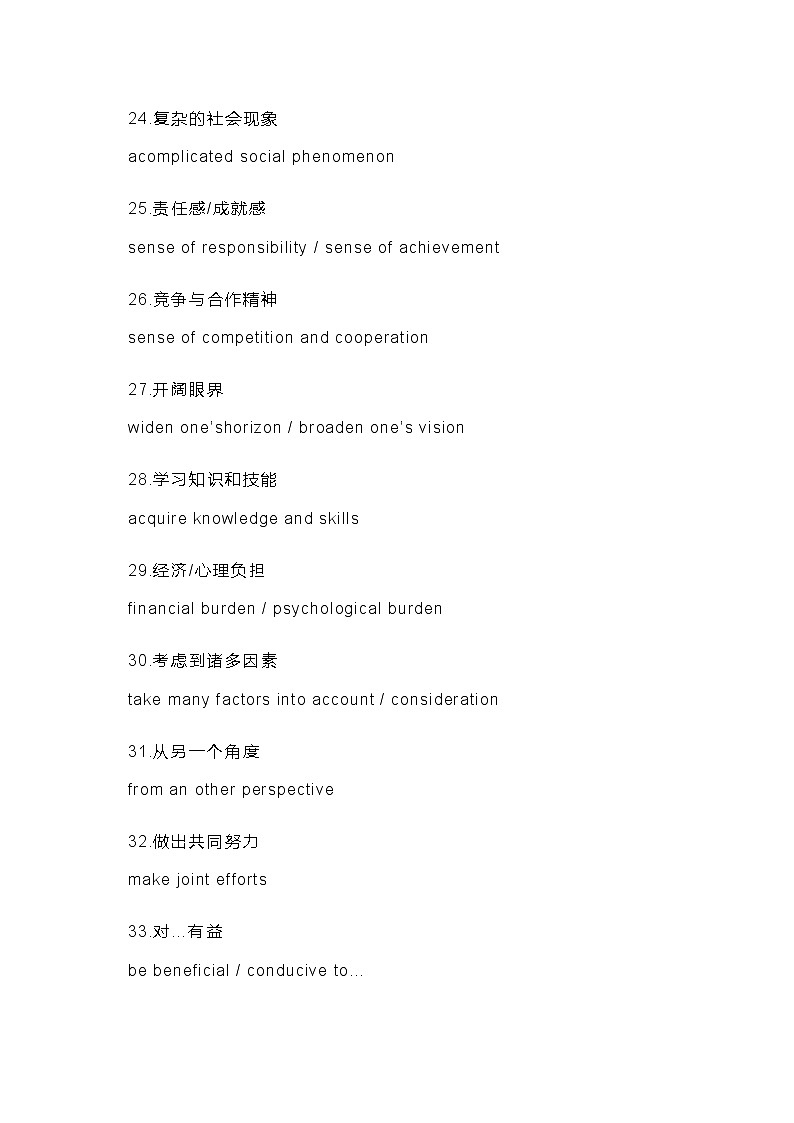 高中英语88个写作高级词组第3页