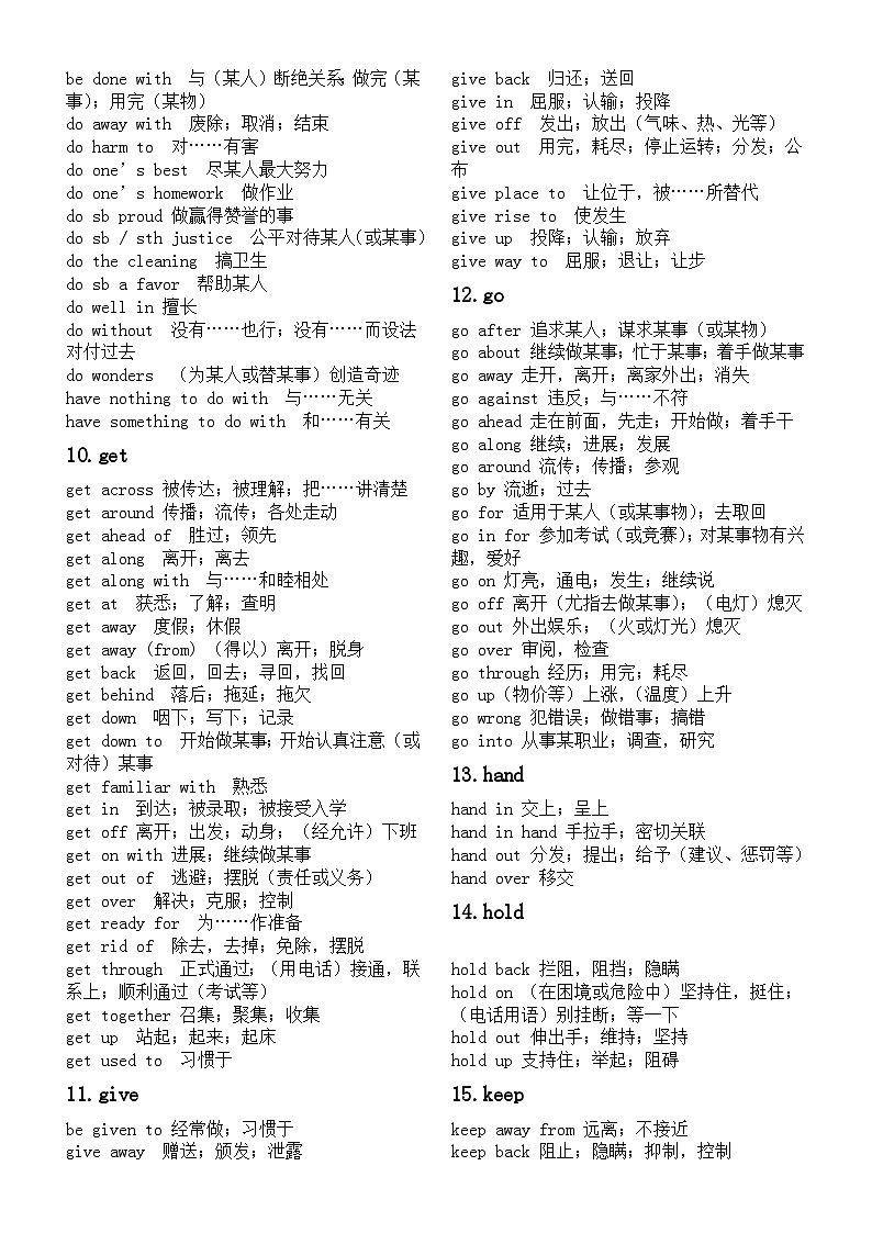 高中英语高考高频动词固定搭配（共30组）第2页