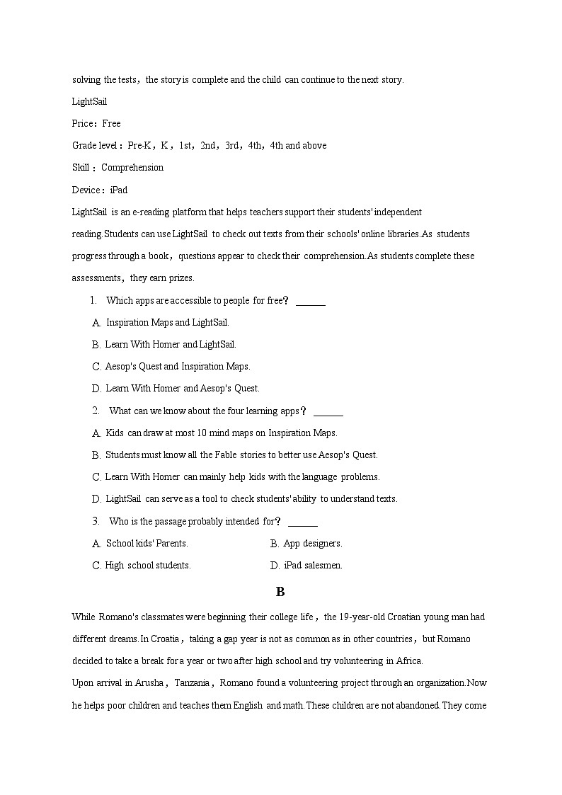 2022-2023学年四川省绵阳市涪城区重点中学高一（下）期中英语试卷-普通用卷02
