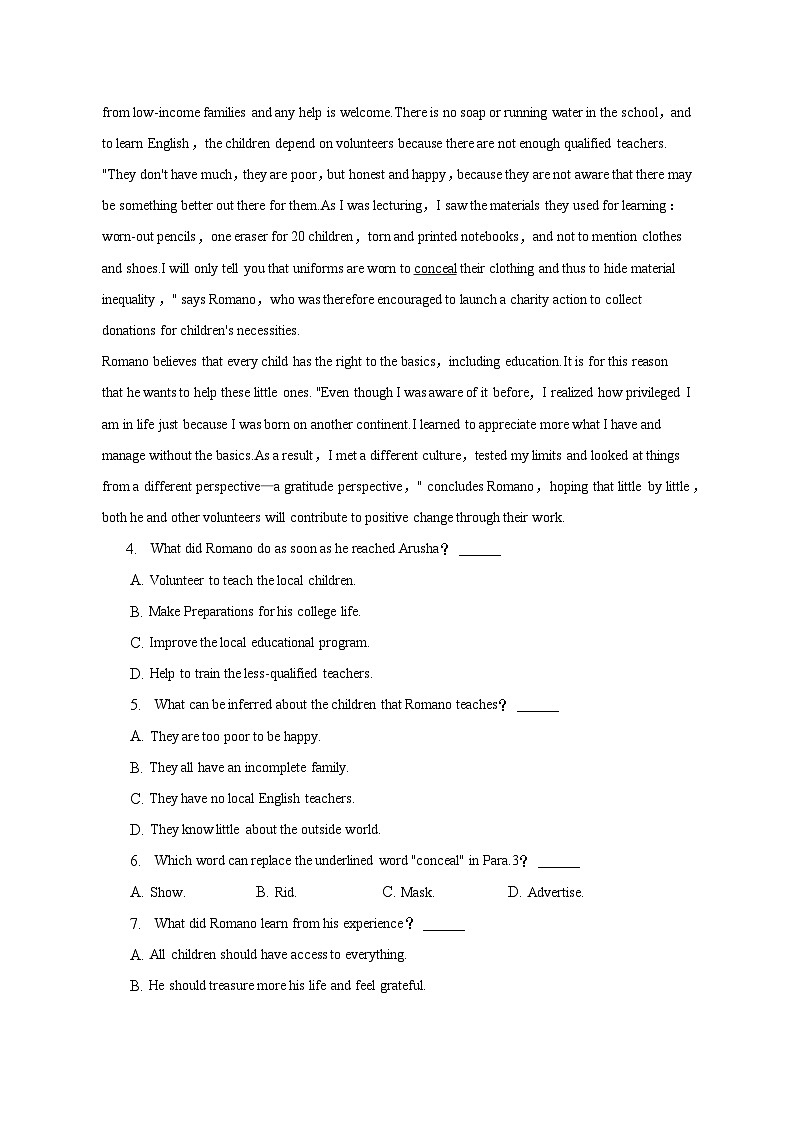 2022-2023学年四川省绵阳市涪城区重点中学高一（下）期中英语试卷-普通用卷03
