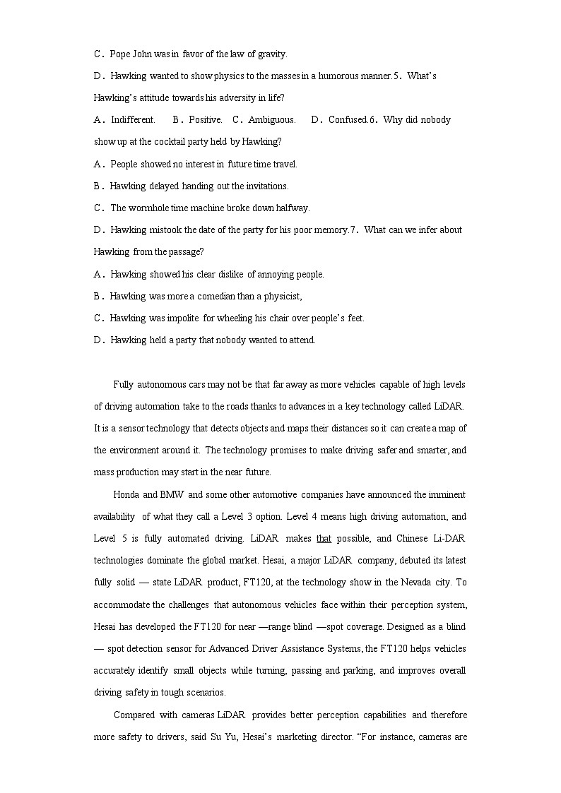 2023届河南省五市高三第二次联考（二模）英语试题（含解析）03
