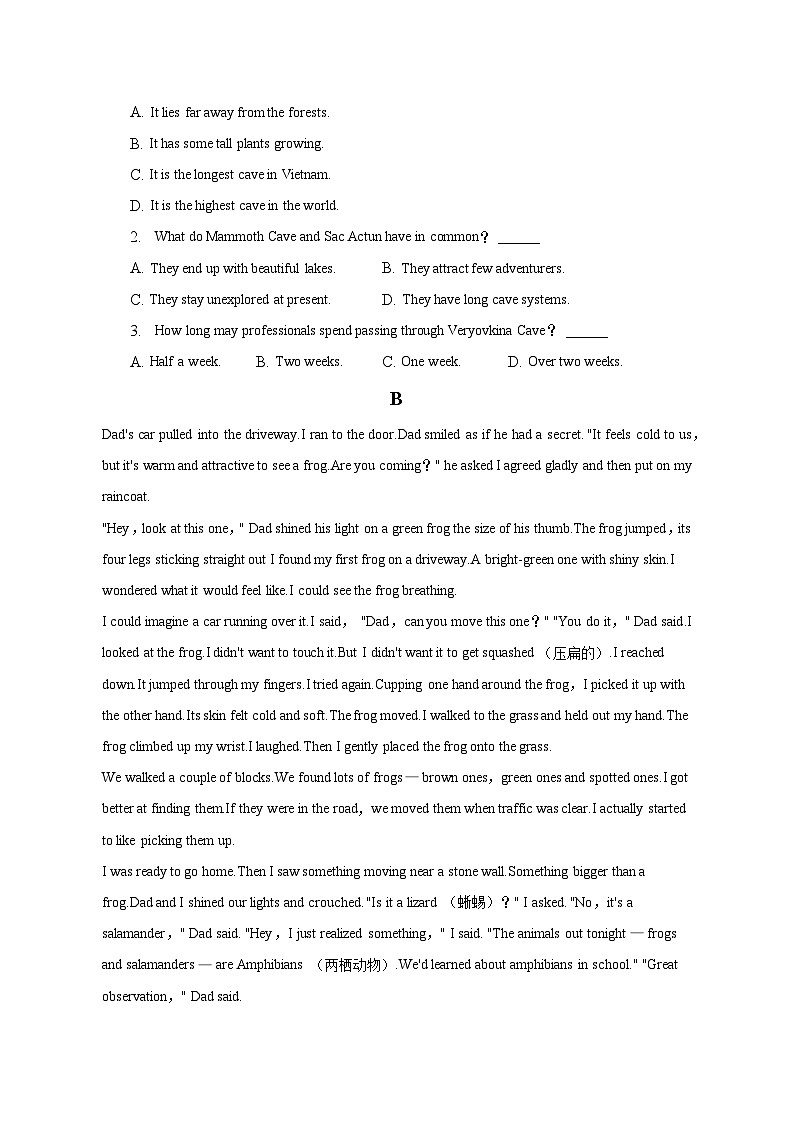 2022-2023学年贵州省遵义市部分高中高一（下）期中英语试卷（含解析）02