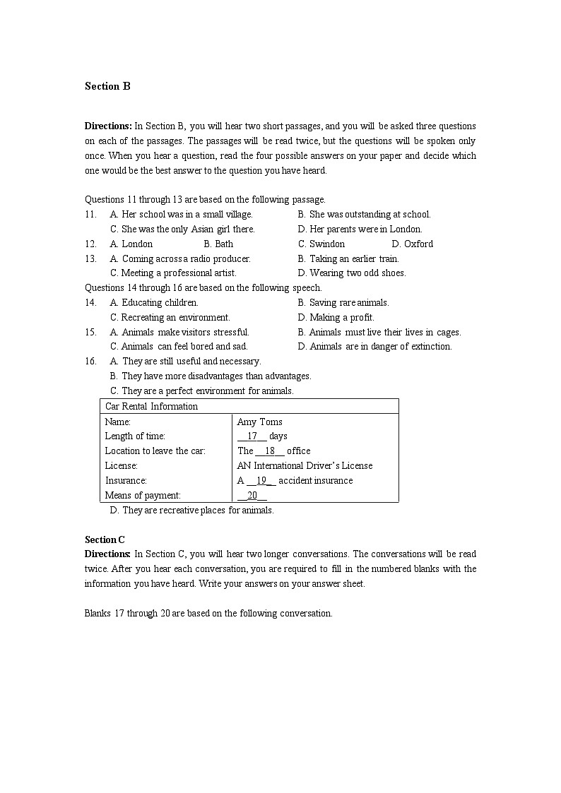 2009年上海高考英语真题试卷（word解析版，含听力原文）02