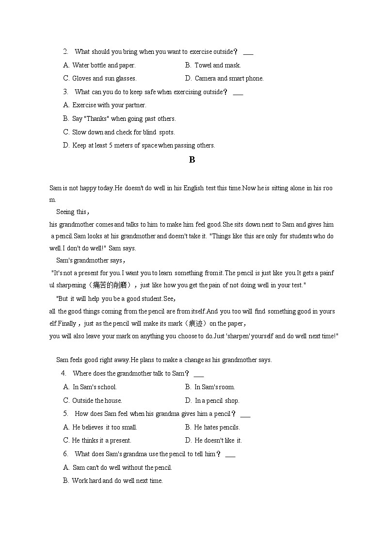 2022-2023学年新疆塔城第一高级中学高一（下）开学英语试卷（含解析）03