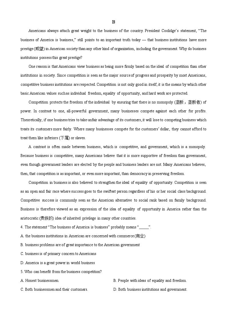 精品解析：广东省广州市天河区天河外国语学校2022-2023学年高二上学期期中考试英语试题（解析版）第3页