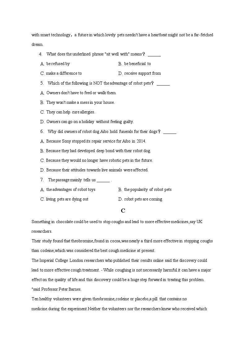 2022-2023学年陕西省宝鸡市陈仓区等高二（下）期中英语试卷（含答案）03