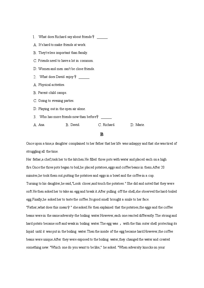 2022-2023学年湖北省宜昌市重点学校高一（下）期中英语试卷02