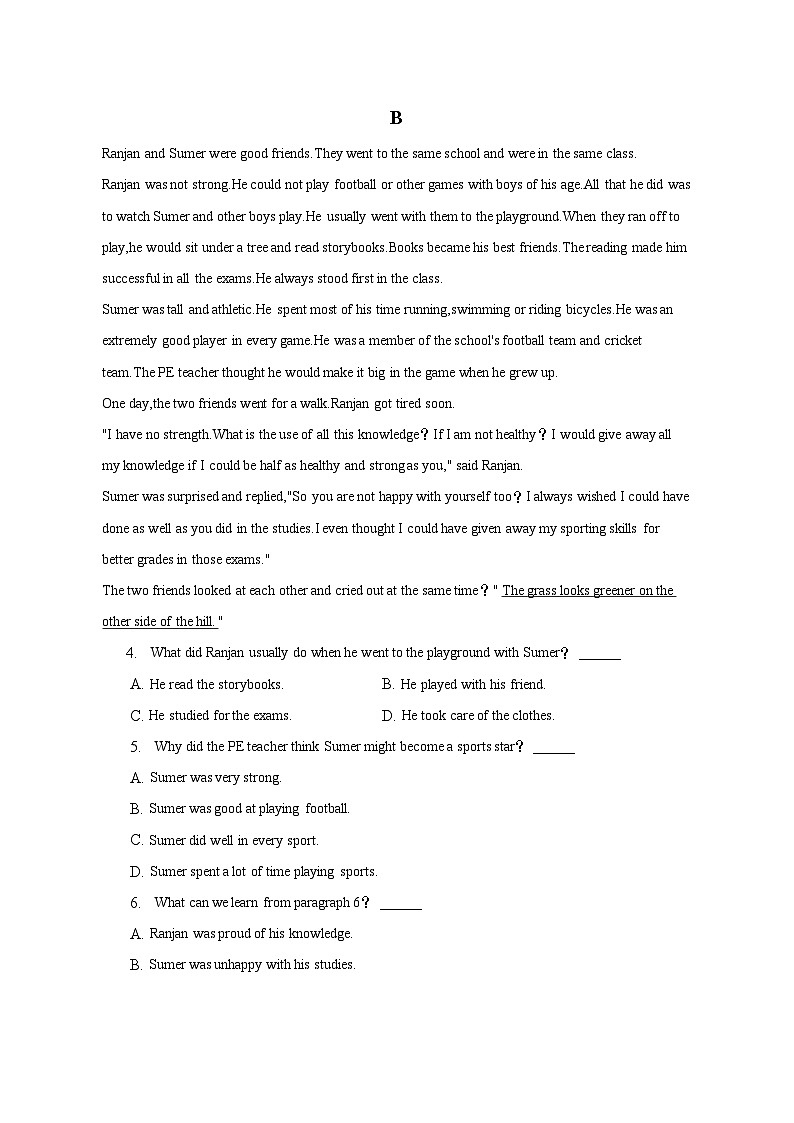 2022-2023学年宁夏吴忠市青铜峡市重点中学高一（下）期中英语试卷02