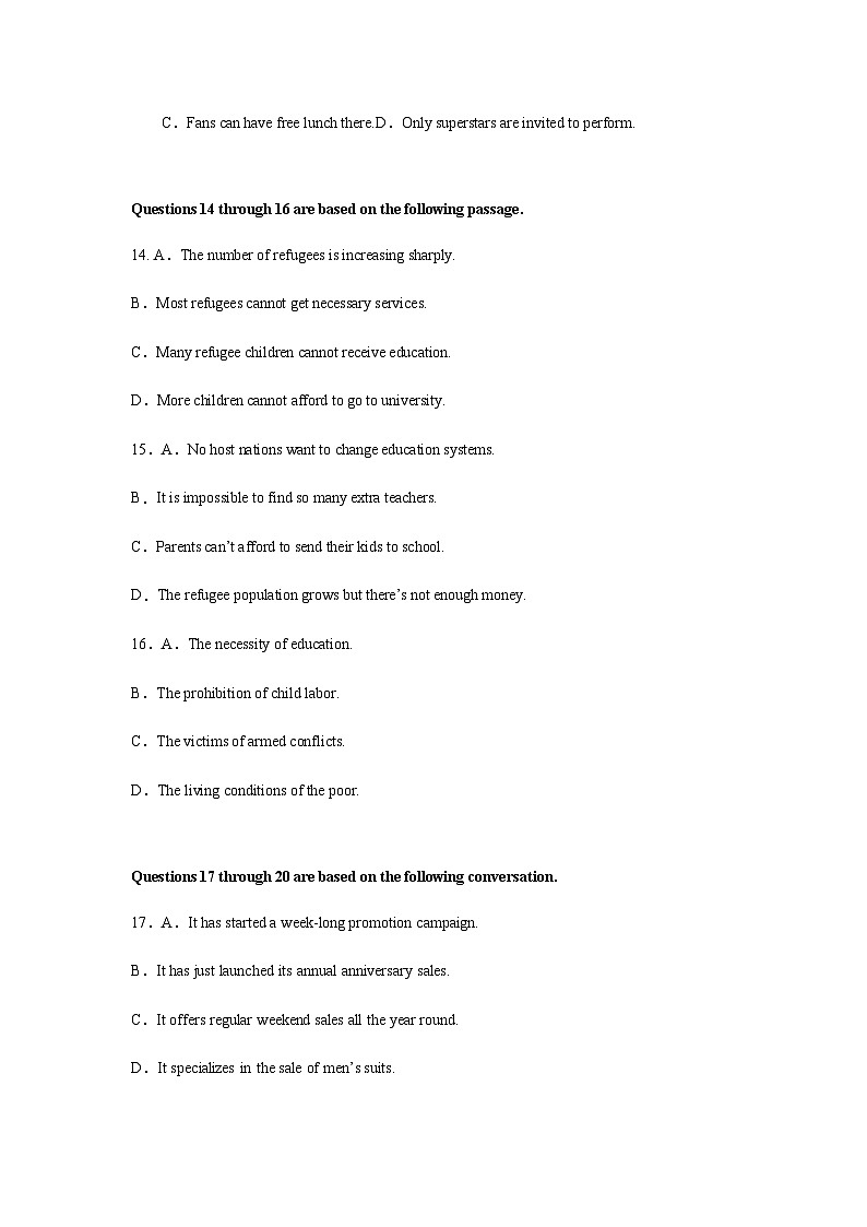 2022-2023学年上海市奉贤区致远高级中学高一下学期期中教学评估英语试题含答案03