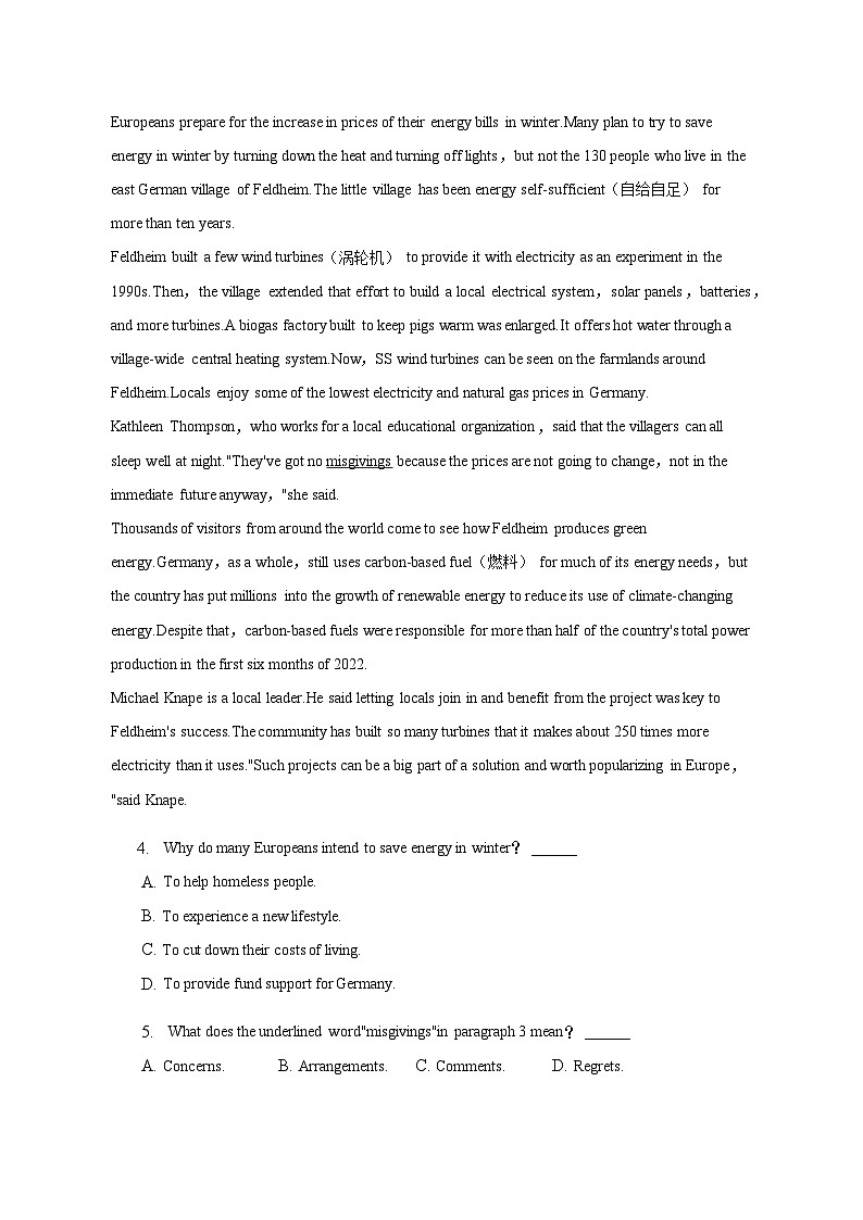 2022-2023学年山东省烟台市高一下学期期中英语试卷-普通用卷含答案第3页