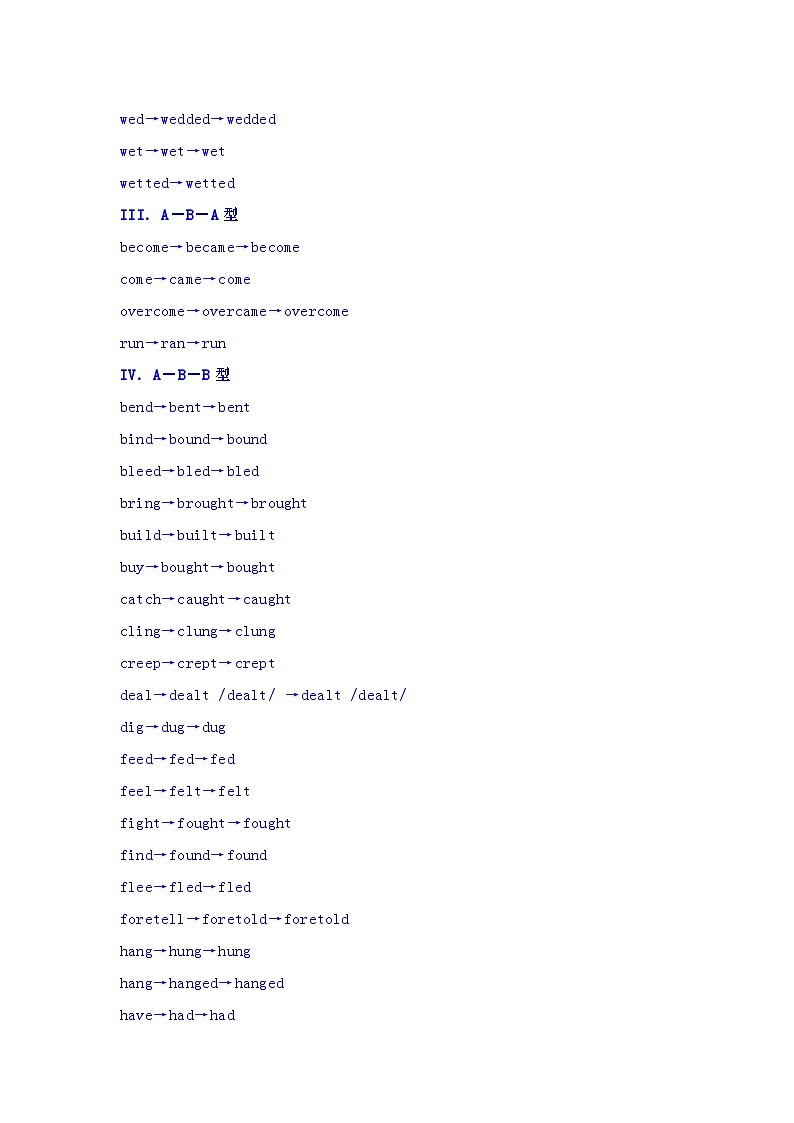 高中英语常用不规则动词表汇总第2页