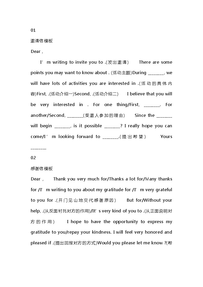 15个高中英语作文模板第1页