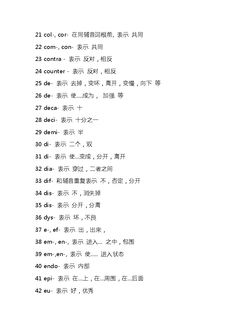 高中英语138个前缀、190个后缀第2页