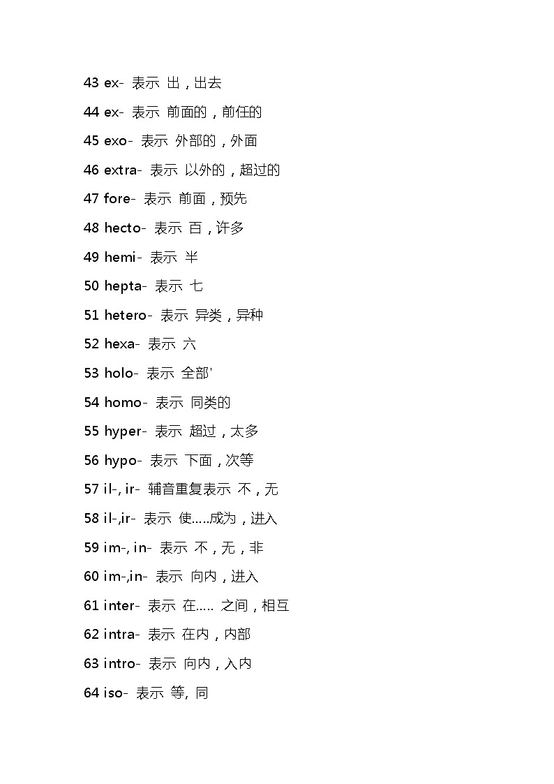 高中英语138个前缀、190个后缀第3页