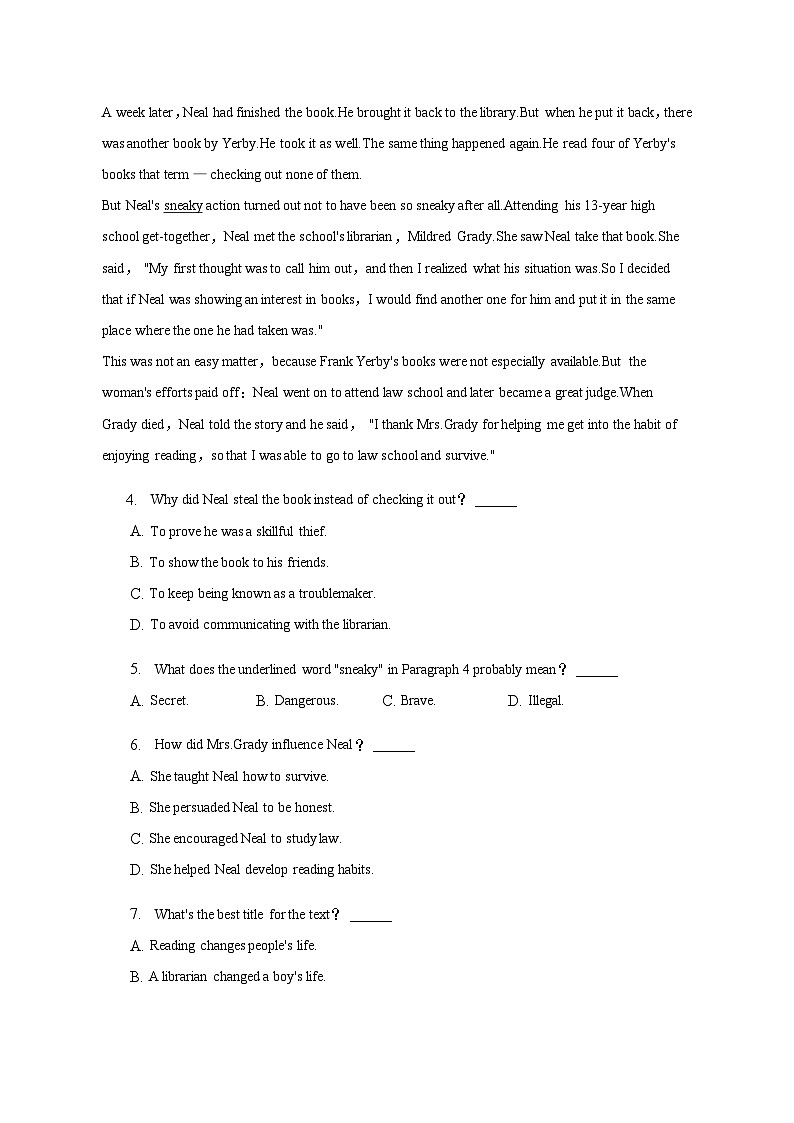 2022-2023学年贵州省遵义市播州区重点中学高二（下）第一次联考英语试卷含解析03