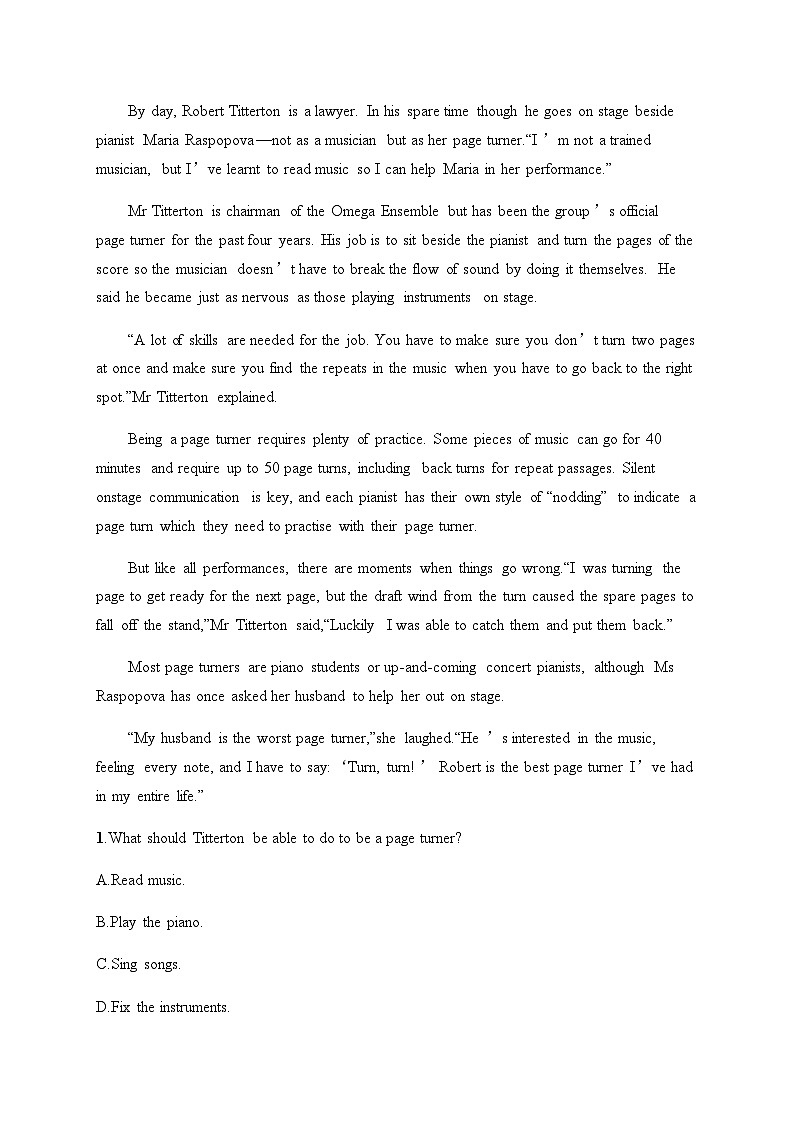 北师大版高中英语一轮复习考点规范练17Music 音乐含答案03