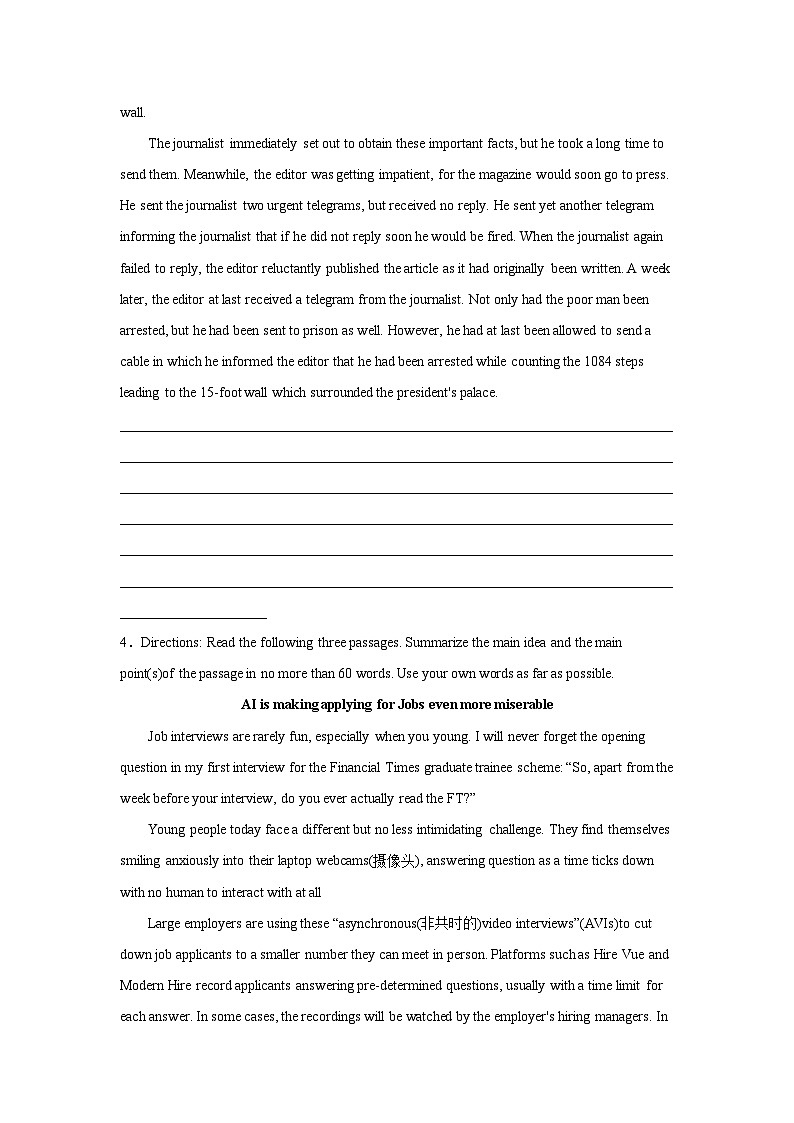 高考英语概要写作专项训练03