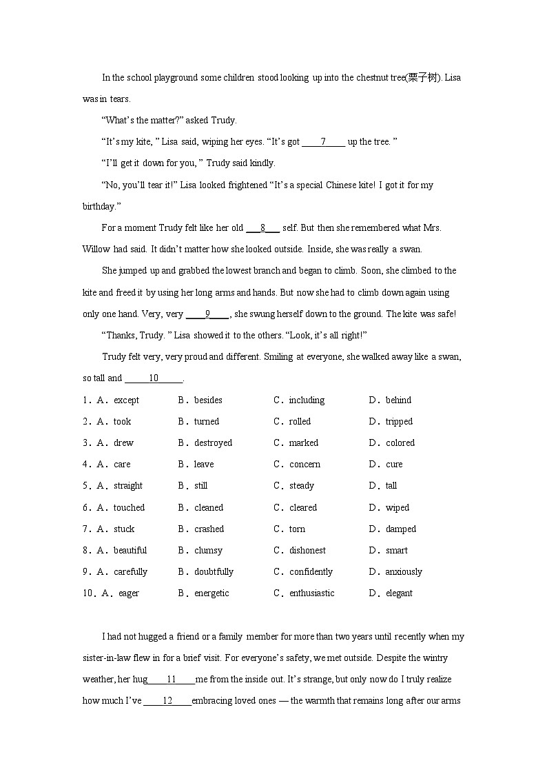 北京高考英语完形填空专项训练02