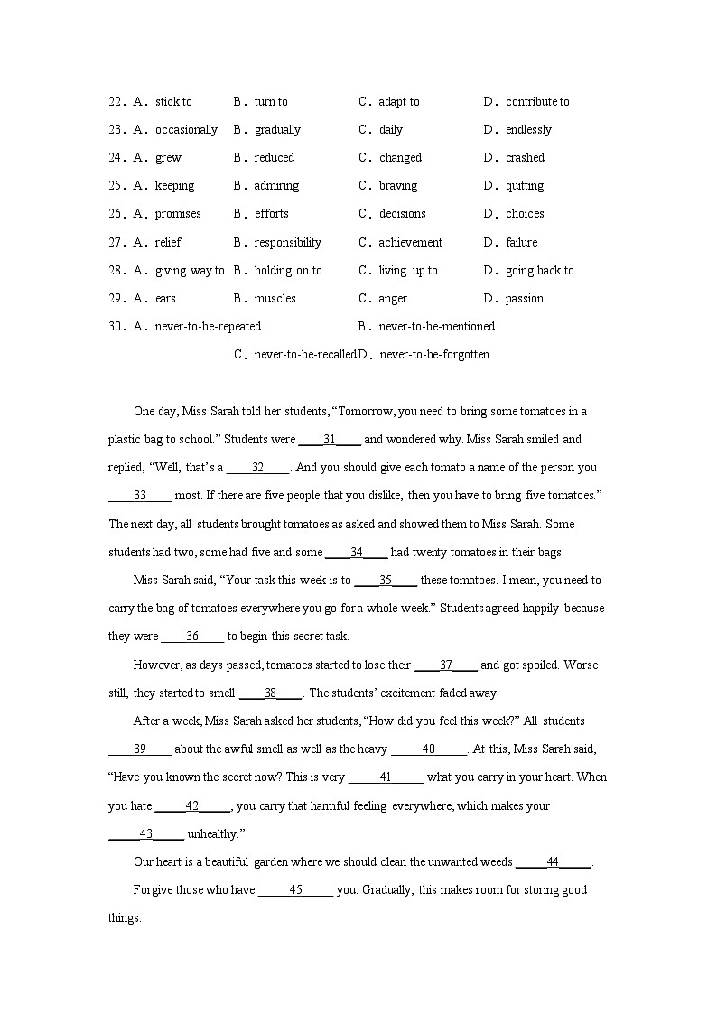 广东高考英语完形填空专项训练03