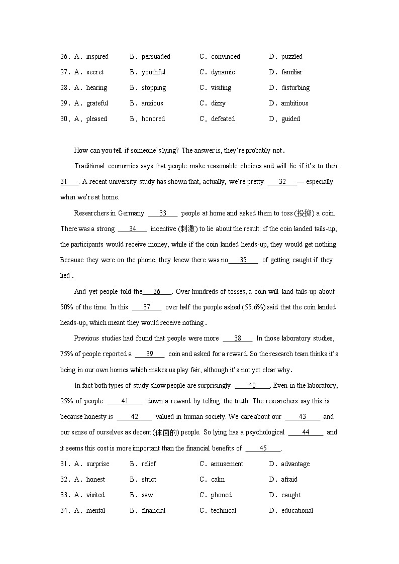 高考英语完形填空专项训练03