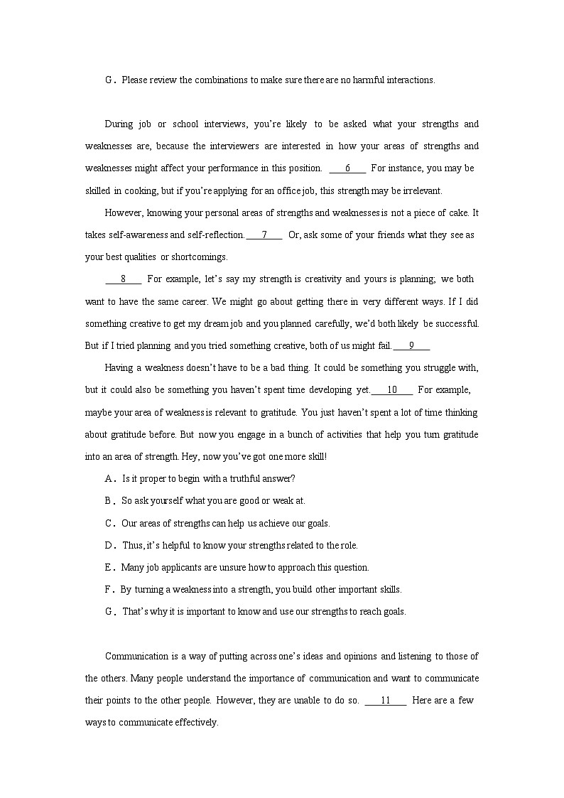 高考英语七选五专项训练02