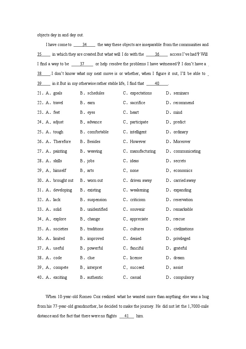 浙江高考英语完形填空专项训练第3页