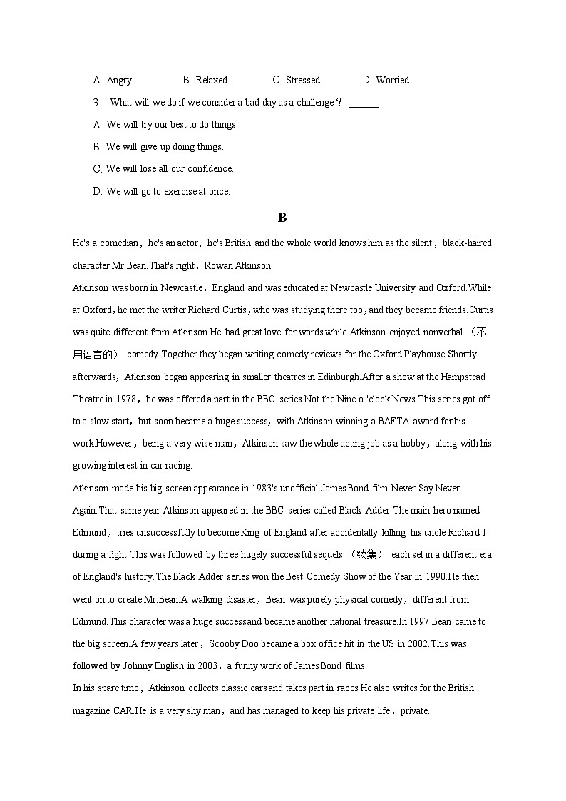 2022-2023学年四川省广元市重点学校高一（下）期中英语试卷（含解析）02